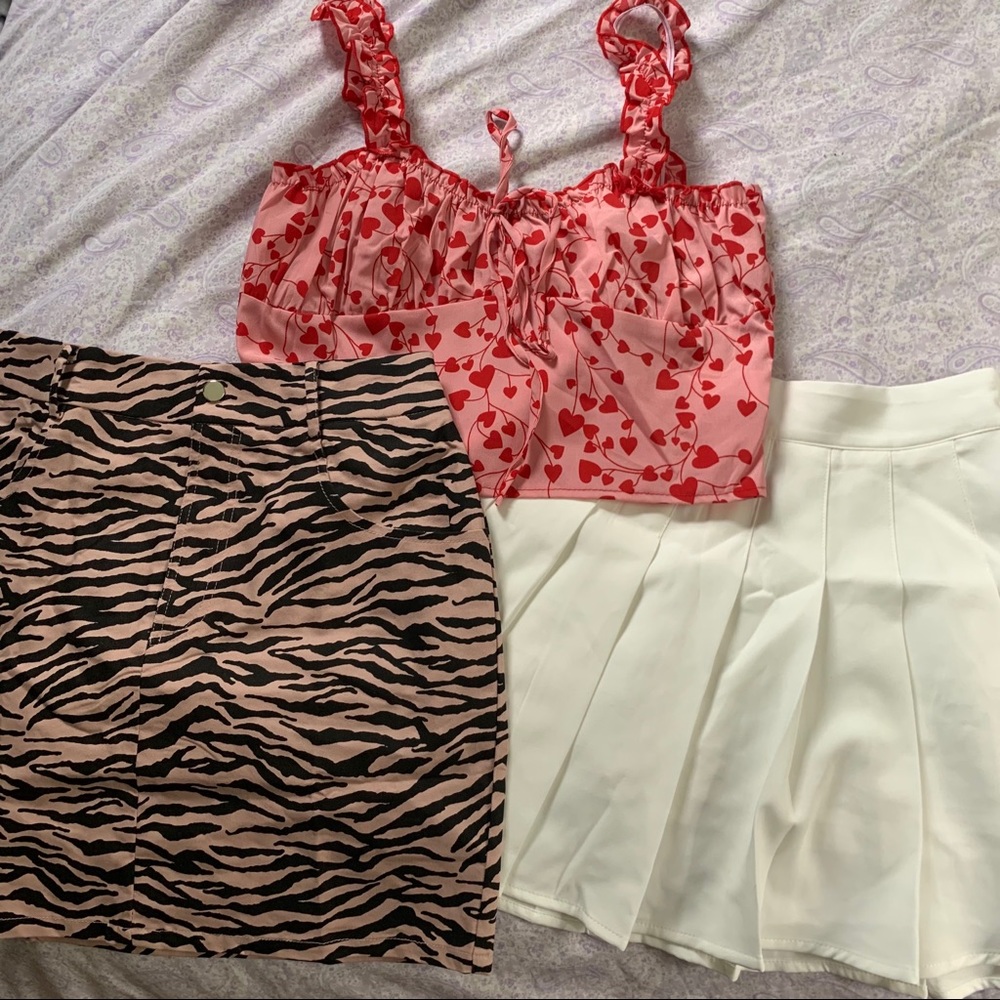 shein bundle trendy tennis skirt zebra print
